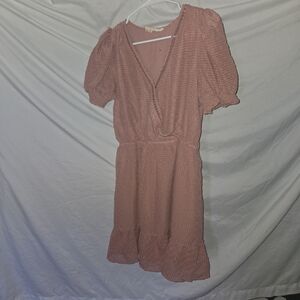 Sweet Wanderer Dusty Rose Textured Puff-Sleeve Mini Dress